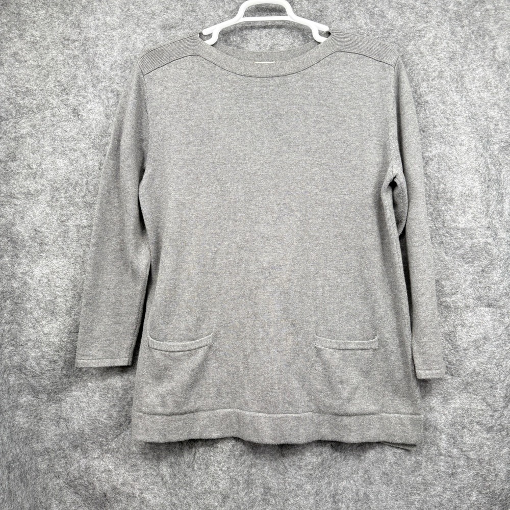 J. Jill Gray Knit Long Sleeve Sweater Tunic With Pockets Large